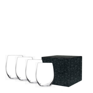 Customized Stemless Wine Glasses Gift Set, Custom Glassware