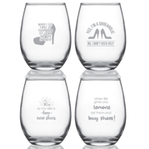 Shoeaholics Set U1 - 15oz Stemless Wine Glasses