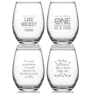 Hockey Mom Set O1 - 15oz Stemless Wine Glasses