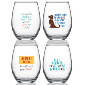 Dogs Set J - 15oz Stemless Wine Glass