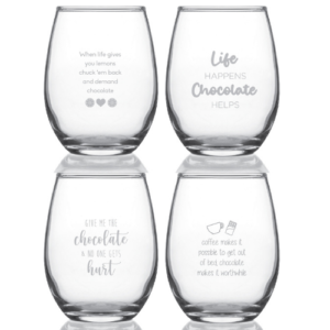 Chocolate Set E1 - 15oz Stemless Wine Glasses